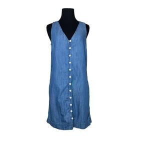Madewell blue chambray buttoned easy mini dress size XXS